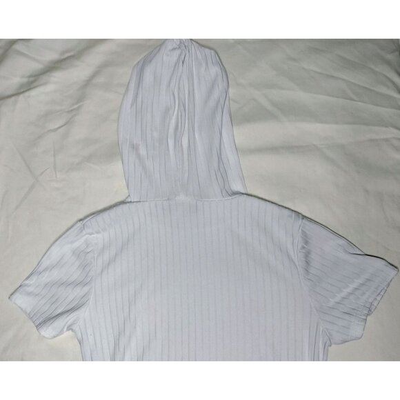 Kids Cant Miss Ribbed White Hooded Top Girls 10/12 Drawstring Sides Shirt Hoodie - Picture 10 of 16